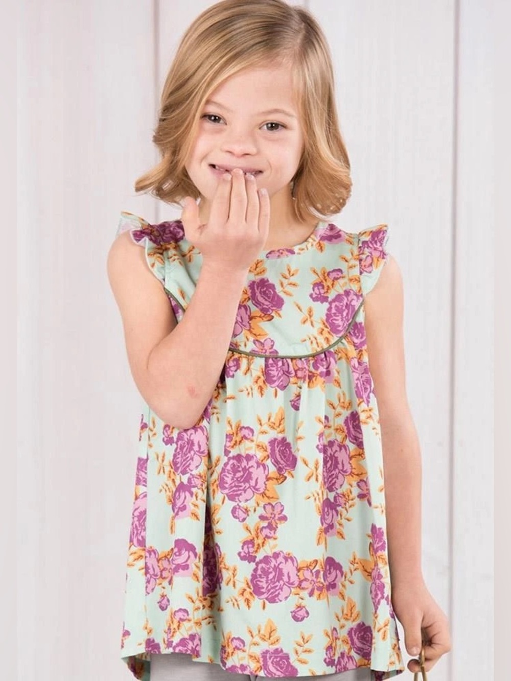 Matilda Jane Vault Purple Posies Floral Dress Mint Girls 10 NWT Flutter Sleeve‎